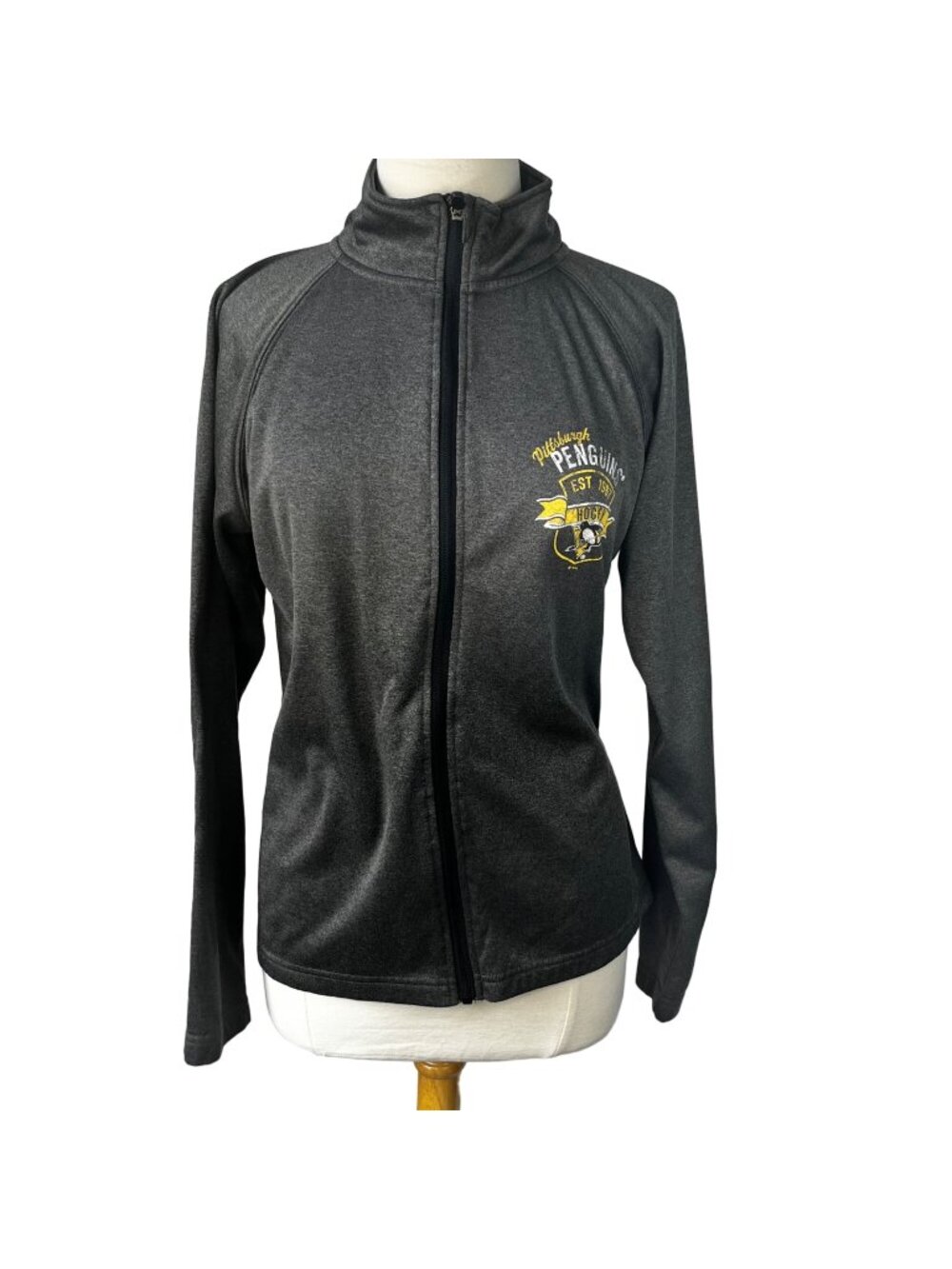 Pittsburgh Penguins Hockey Full Zip Jacket XL Gray NHL Fleece Lined